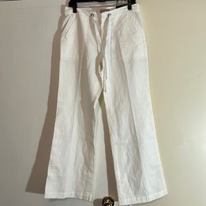 NWT Woman’s Banana Republic White Linen Blend Wide Leg Trousers